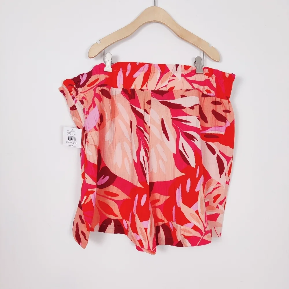Ella Rafaela Women's 100% Cotton Floral Pull On Shorts NEW Size 2X Retro - Picture 9 of 16